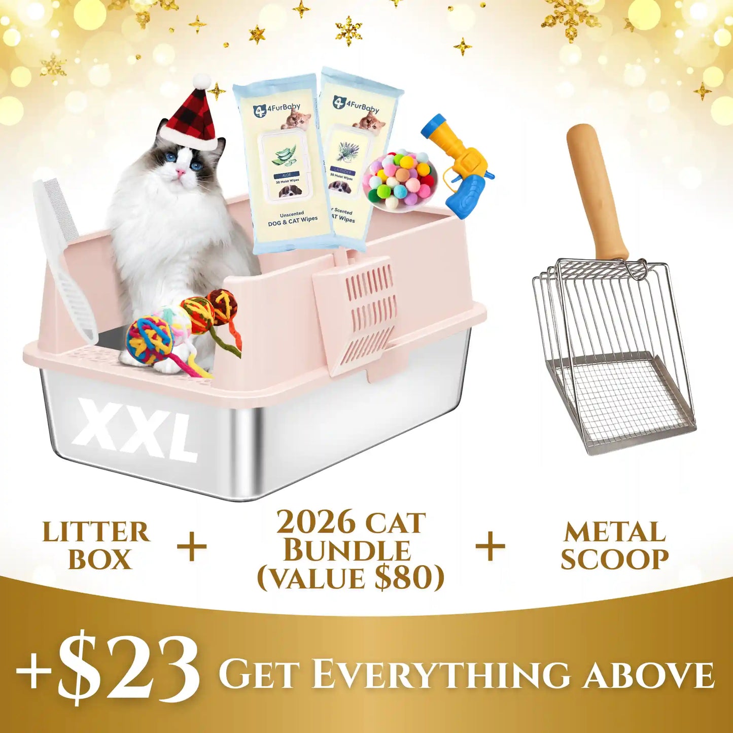 XXL Stainless Steel Cat Litter Box with Lid