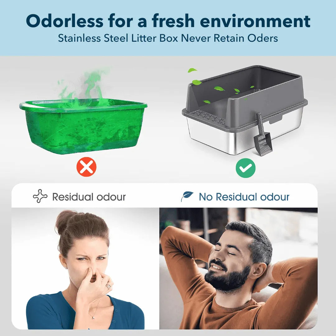 XXL Stainless Steel Cat Litter Box with Lid