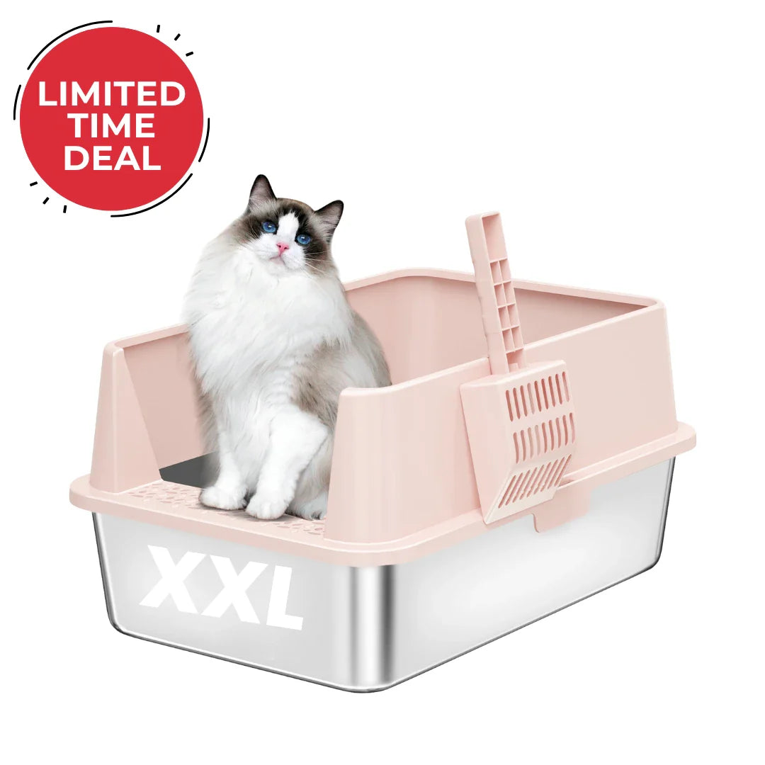 XXL Stainless Steel Cat Litter Box with Lid