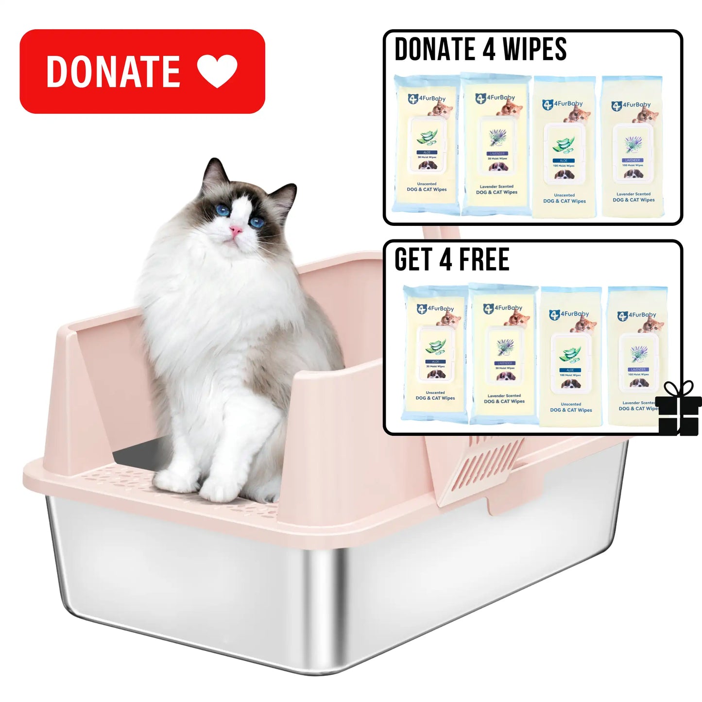 XXL Stainless Steel Cat Litter Box with Lid