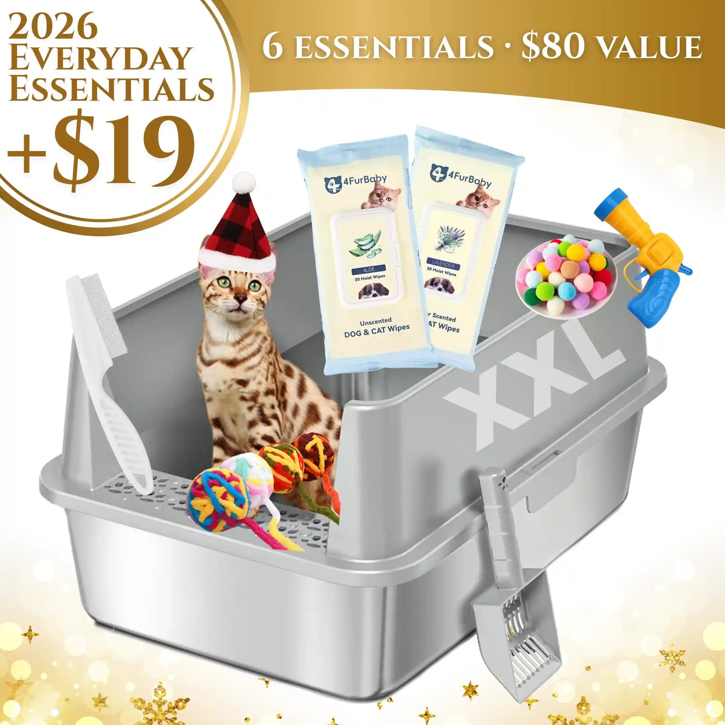 XXL Stainless Steel Cat Litter Box with Lid