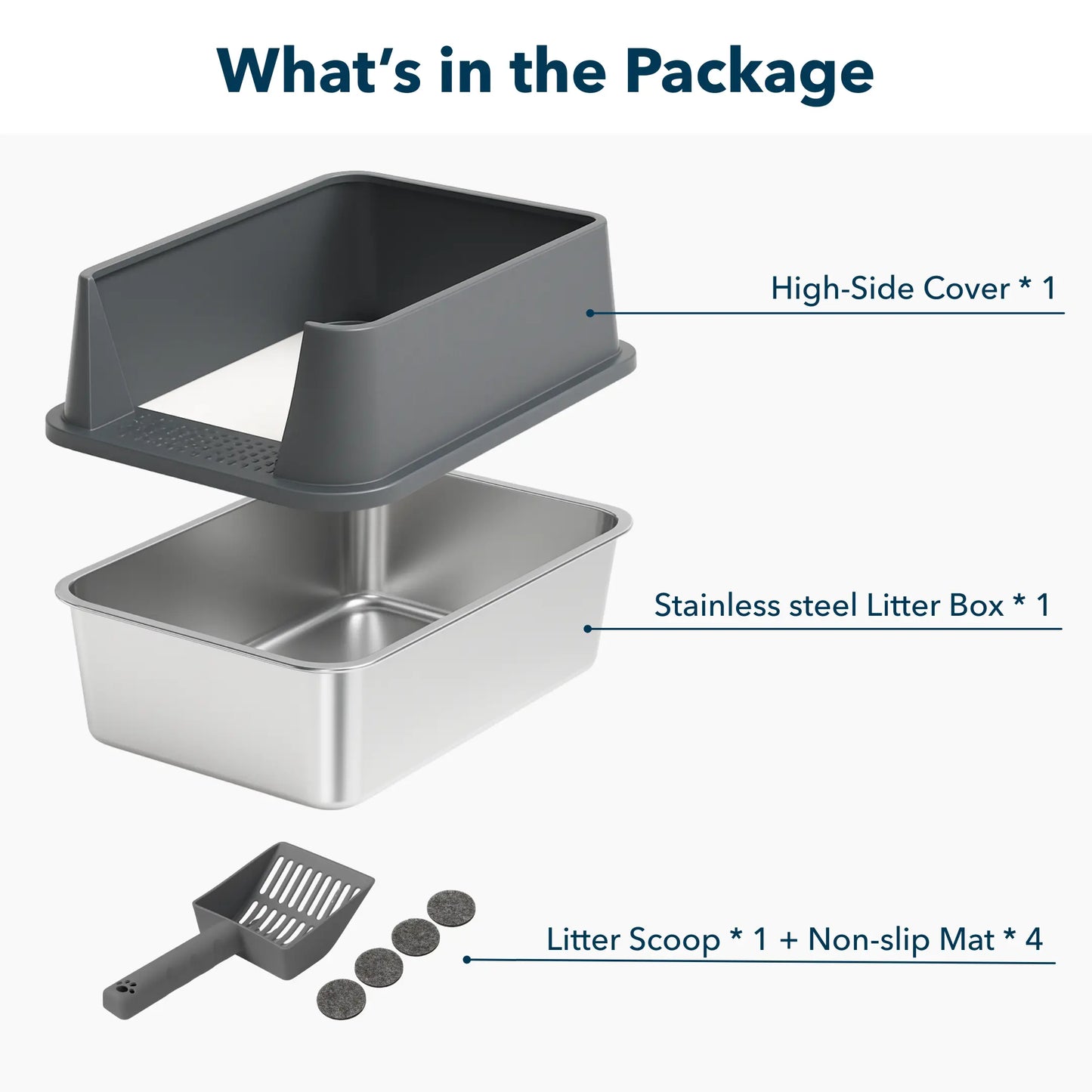 XXL Stainless Steel Cat Litter Box with Lid